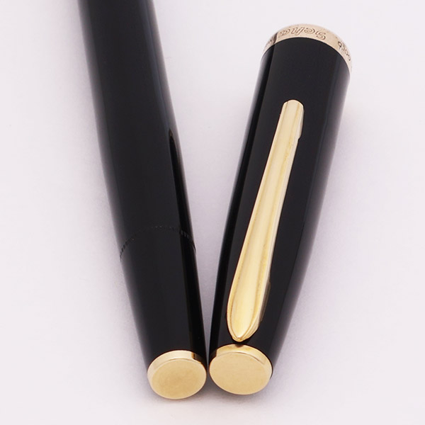 Geha 725 Goldschwinge Fountain Pen - Black Plastic w GT, 14k Left